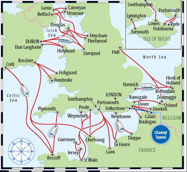 Popular ferry routes